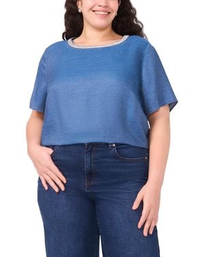 Vince Camuto Plus Size Short-sleeve Crewneck Top - Blue