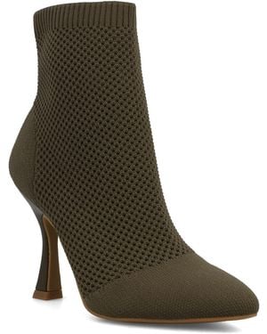 MIA Pamilla Pointed Toe Knit Dress Booties - Green