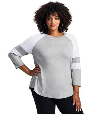 Avenue Splice Sleeve Color Top - Gray