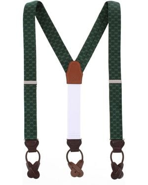 Trafalgar Signature Logo Silk Leather Button End Suspenders - Green