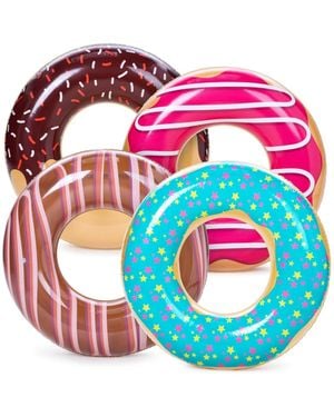 Gnuadz 4 Pack 32" Inflatable Pool Tube Ring Floats Swim Beach Party Toys - Pink