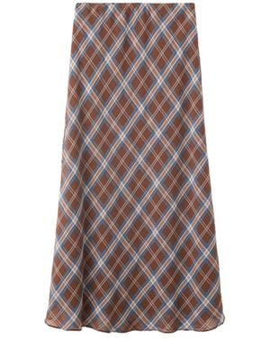 Mango A-line Checked Midi Skirt - Brown