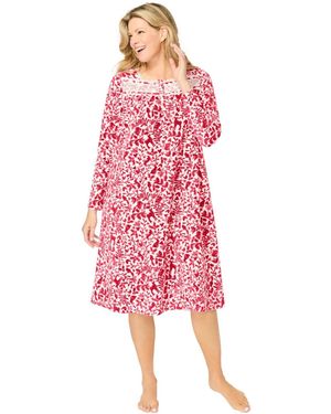 Only Neccessities Plus Size Long-sleeve Gown - Pink