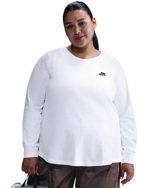 Nike Plus Size Sportswear Club Long-sleeve T-shirt - White