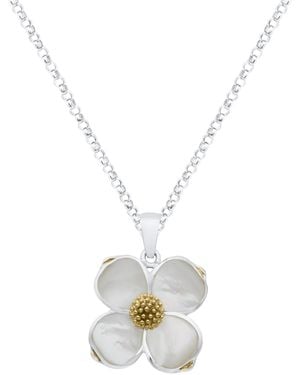 Macy's White Pearl Dogwood Pendant Necklace