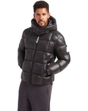 Jacket Ez Boxed Hooded Racer Puffer Jacket - Black