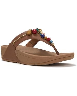 Fitflop Lulu Beaded Toe Post Slip-on Sandals - Brown