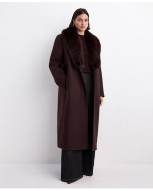 Mango Fur Collar Manteco Wool Coat - Multicolor