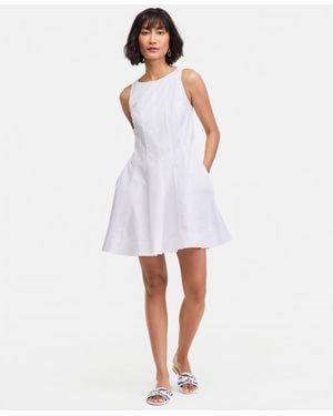 On 34th Seamed Boat-neck Sleevelss Mini Dress - White