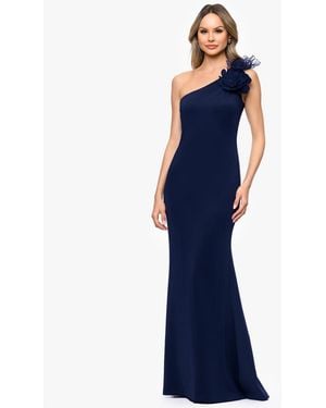 Betsy & Adam One-shoulder Ball Gown - Blue