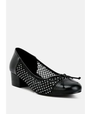 LONDON RAG Tudum Rhinestone Detail Mesh Ballerinas - Black