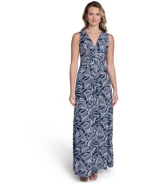 Jessica Howard Petite Sleeveless V-neck Maxi Dress - Blue