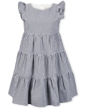 Hope & Henry Organic Cotton Flutter Sleeve Short Tiered Dress - Gray
