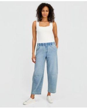 Style & Co. Style Co High Rise Pull On Barrel Jeans Macys Exclusive - Blue