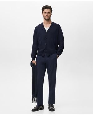 Mango Merino Wool Cardigan - Blue