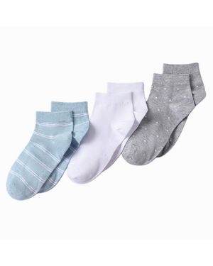 Lands' End 3-pack Cotton Stripe And Dot Quarter Socks - Blue