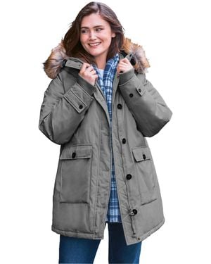 Woman Within Plus Size The Arctic Parka - Blue
