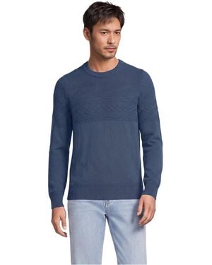 Lands' End Drifter Crewneck Long-sleeve Textured Sweater - Blue