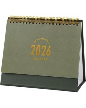 Gnuadz Desk Calendar 2026 Standing Flip Desktop Metal Ring Twin-wire Binding Monthly Home Office - Green