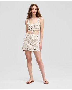 And Now This Sequin Crochet Miniskirt - Natural
