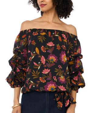 Vince Camuto Off-the-shoulder Bubble-sleeve Top - Black