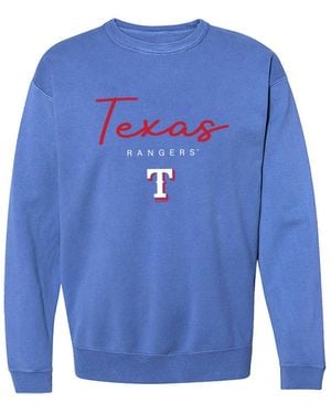 Soft As A Grape Texas Rangers Pigment Dye Crewneck Sweatshirt - Blue