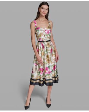 KARL LAGERFELD Sleeveless Belted Dress - White