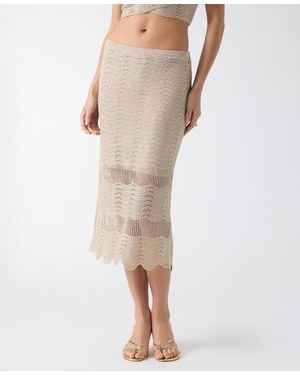 Guess Olivia Shell Pointelle Sequin Skirt - Natural