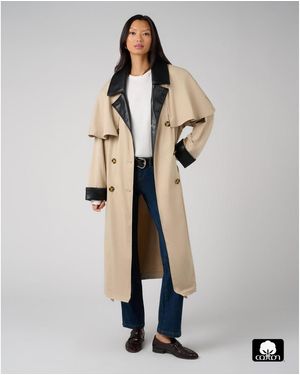 WeWoreWhat Leather Trim Trench Coat - White
