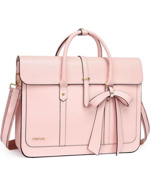 Mosiso Pu Leather Laptop Bag - Pink