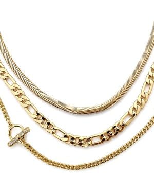 And Now This Cubic Zirconia -tone Plated Triple Strand Chain Necklace - White