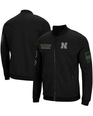 Colosseum Athletics Nebraska Huskers Oht Military-inspired Appreciation High-speed Bomber Full-zip Jacket - Black