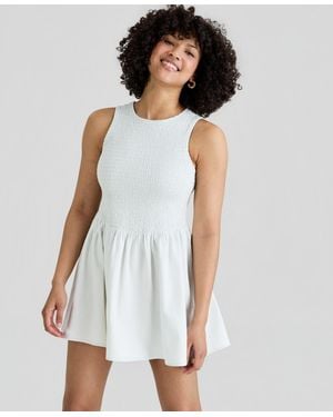 And Now This Smocked Bodice Cotton Mini Dress - White