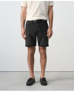 Mango Slim-fit Cuffed 9.45" Bermuda Shorts - Black