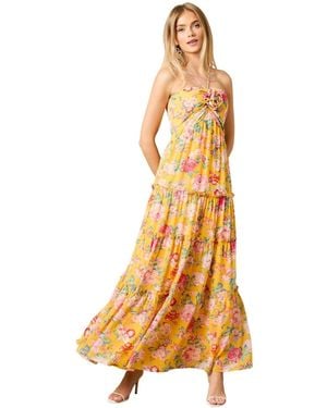 Oasis Rosette Detail Halterneck Midi Dress - Metallic