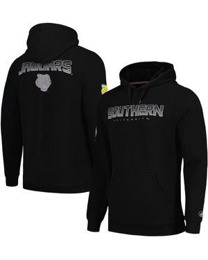 FISLL Southern College Jaguars Puff Print Sliced Pullover Hoodie - Black