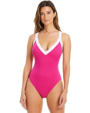 Bleu Rod Beattie I'm With The Band Plunge-neck One-piece Swimsuit - Pink
