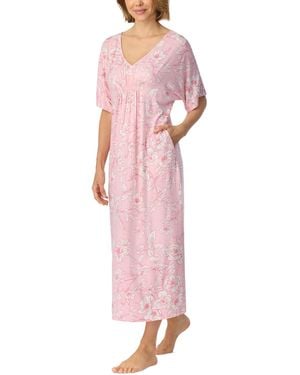 Ellen Tracy V-neck Pockets Nightgown - Pink