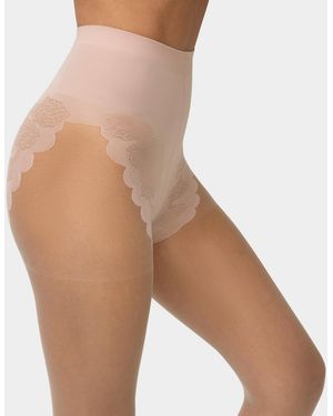 Hue French Lace Control Top Pantyhose U5970n - Natural