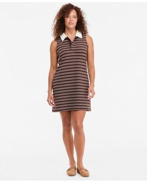 On 34th Sleeveless Striped Pique Polo Knit Dress - Red