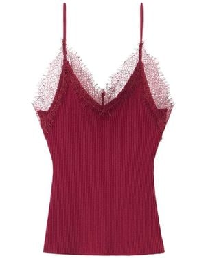 Mango V-neck Lace Camisole - Red