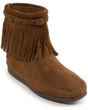 Minnetonka Suede High Top Back Zip Boots - Brown