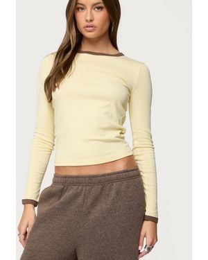 Edikted Zander Contrast Long Sleeve T Shirt - Natural