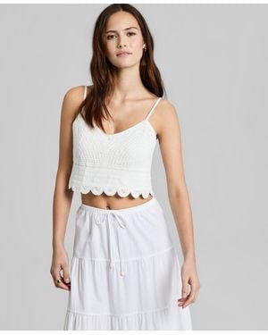 And Now This Cotton Crochet Cropped Top - White