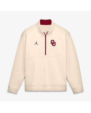 Nike Cream Oklahoma Sooners Primetime Club Fleece Half-zip Pullover - Natural