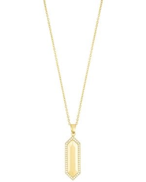 Adornia Adjustable Cubic Zirconia Elongated Pave Hexagon Necklace - Metallic