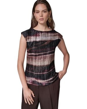 Donna Karan Sleeveless Boat-neck Striped Blouse - Black