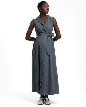 PIETRO BRUNELLI MATERNITY Maternity Alba Sleeveless Denim Maxi Shirt Dress - Black