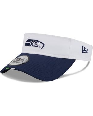 KTZ White/college Navy Seattle Seahawks 2025 Nfl Training Camp Adjustable Visor Hat - Blue