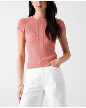 Guess Short-sleeve Crew Neck Sweater - Red